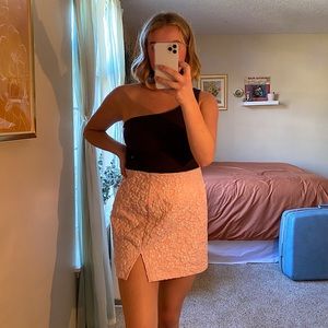 pink textured floral pattern skirt